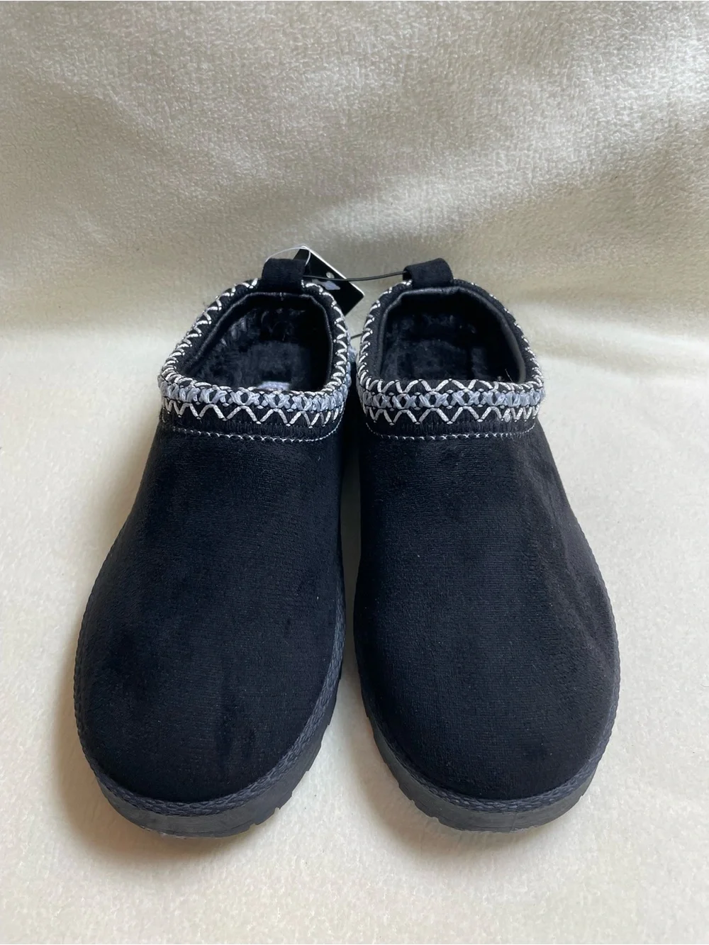 American Exchange Kids Black Slip-On Slippers with Silver Braid Size 12  Youth